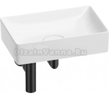 Накладная раковина Wellsee Pure BY Wellsee 201001222 42, с сифоном и выпуском, глянцевый белый, матовый черный