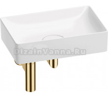 Накладная раковина Wellsee Pure BY Wellsee 201001223 42, с сифоном и выпуском, глянцевый белый, золото