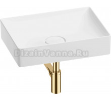 Накладная раковина Wellsee Pure BY Wellsee 201001228 50, с сифоном и выпуском, глянцевый белый, золото