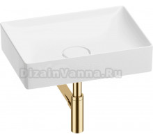 Накладная раковина Wellsee Pure BY Wellsee 201001243 50, с сифоном и выпуском, глянцевый белый, золото