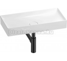 Накладная раковина Wellsee Pure BY Wellsee 201001267 75, с сифоном и выпуском, глянцевый белый, матовый черный