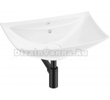 Накладная раковина Wellsee Cerulean 201001377 60, с сифоном и выпуском, глянцевый белый, матовый черный
