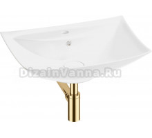 Накладная раковина Wellsee Cerulean 201001378 60, с сифоном и выпуском, глянцевый белый, золото