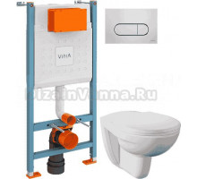 Комплект Унитаз подвесной Norm Fit 6855B099-1777 + Крышка 803-003-709 с микролифтом + Инсталляция VitrA V-Fix Core 732-5800-01 с кнопкой смыва Root R 740-2280 хром