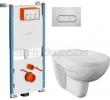 Комплект Унитаз подвесной Norm Fit 6855B099-1777 + Крышка 803-003-709 с микролифтом + Инсталляция VitrA V-Fix Core 732-5800-01PV + Кнопка Root Round 740-2280 хром