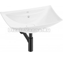 Накладная раковина Wellsee Cerulean 201001392 60, с сифоном и выпуском, глянцевый белый, матовый черный