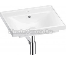 Мебельная раковина Wellsee FreeDom 201001426 55, с сифоном и донным клапаном, глянцевый белый, хром