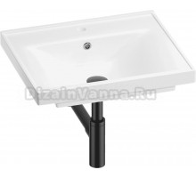 Мебельная раковина Wellsee FreeDom 201001442 55, с сифоном и донным клапаном, глянцевый белый, матовый черный