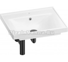 Мебельная раковина Wellsee FreeDom 201001447 55, с сифоном и донным клапаном, глянцевый белый, матовый черный