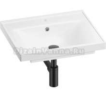 Мебельная раковина Wellsee FreeDom 201001452 60, с сифоном и донным клапаном, глянцевый белый, матовый черный