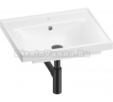 Мебельная раковина Wellsee FreeDom 201001467 60, с сифоном и донным клапаном, глянцевый белый, матовый черный