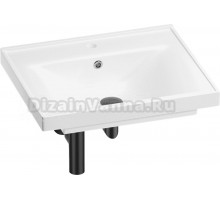 Мебельная раковина Wellsee FreeDom 201001472 60, с сифоном и донным клапаном, глянцевый белый, матовый черный