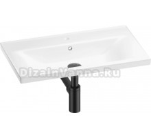 Мебельная раковина Wellsee FreeDom 201001477 65, с сифоном и донным клапаном, глянцевый белый, матовый черный