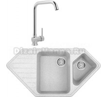 Комплект Мойка Whinstone Андора белый + Смеситель MEGA Didim MG-CM107 хром