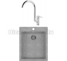 Комплект Мойка Whinstone Аркус 420 серый + Смеситель MEGA Snow MG-SH03 хром