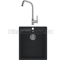 Комплект Мойка Whinstone Аркус 420 черный металлик + Смеситель MEGA City MG- ZRV104 хром