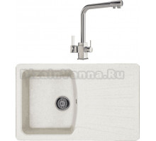 Комплект Мойка Whinstone Веста 1B 1D белый + Смеситель MEGA Life MG-TK06 хром