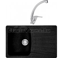 Комплект Мойка Whinstone Веста 1B 1D черный + Смеситель MEGA Mega MG-BMK016 хром
