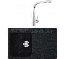 Комплект Мойка Whinstone Веста 1B 1D черный металлик + Смеситель MEGA Mega MG-SUN03