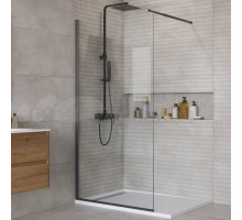 Душевая перегородка BelBagno Kraft 100 см, профиль матовый черный, стекло прозрачное
