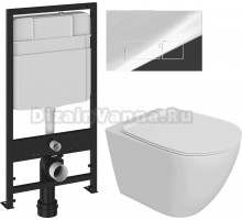 Комплект Унитаз подвесной STWORKI Готланд S13401WH + Инсталляция EWRIKA ProLT 0026-2020 + Кнопка 0041 хром