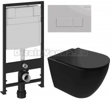 Комплект Унитаз подвесной STWORKI Готланд S13401BK + Инсталляция EWRIKA ProLT 0026-2020 + Кнопка 0040 хром матовый