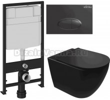 Комплект Унитаз подвесной STWORKI Готланд S13401BK + Инсталляция EWRIKA ProLT 0026-2020 + Кнопка 0054 черная матовая