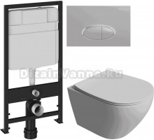 Комплект Унитаз подвесной STWORKI Кронборг S28401WH + Инсталляция EWRIKA ProLT 0026-2020 + Кнопка 0050 хром матовый