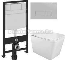 Комплект Унитаз подвесной STWORKI Молде S23401WH + Инсталляция EWRIKA ProLT 0026-2020 + Кнопка 0040 хром матовый
