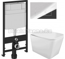 Комплект Унитаз подвесной STWORKI Молде S23401WH + Инсталляция EWRIKA ProLT 0026-2020 + Кнопка 0041 хром