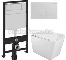 Комплект Унитаз подвесной STWORKI Молде S23401WH + Инсталляция EWRIKA ProLT 0026-2020 + Кнопка 0042 белая