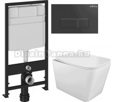 Комплект Унитаз подвесной STWORKI Молде S23401WH + Инсталляция EWRIKA ProLT 0026-2020 + Кнопка 0044 черная матовая