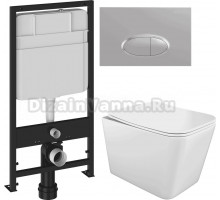 Комплект Унитаз подвесной STWORKI Молде S23401WH + Инсталляция EWRIKA ProLT 0026-2020 + Кнопка 0050 хром матовый