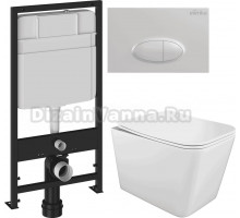Комплект Унитаз подвесной STWORKI Молде S23401WH + Инсталляция EWRIKA ProLT 0026-2020 + Кнопка 0052 белая