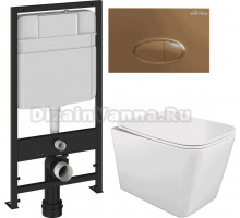 Комплект Унитаз подвесной STWORKI Молде S23401WH + Инсталляция EWRIKA ProLT 0026-2020 + Кнопка 0053 золото матовое