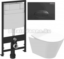 Комплект Унитаз подвесной STWORKI Вестфолл S08401WH + Инсталляция EWRIKA ProLT 0026-2020 + Кнопка 0054 черная матовая