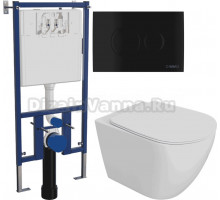 Комплект Унитаз подвесной STWORKI Готланд S13401WH + Инсталляция DIWO 4501 + Кнопка 7313 черная матовая