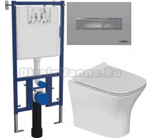Комплект Унитаз подвесной STWORKI Олланд S01401WH + Инсталляция DIWO 4501 + Кнопка 7321 хром матовый