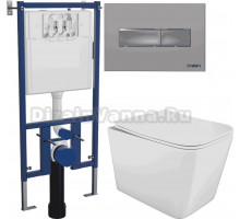 Комплект Унитаз подвесной STWORKI Молде S23401WH + Инсталляция DIWO 4501 + Кнопка 7321 хром матовый