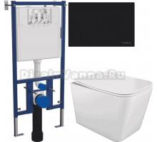 Комплект Унитаз подвесной STWORKI Молде S23401WH + Инсталляция DIWO 4501 + Кнопка 7323 черная матовая