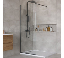 Душевая перегородка BelBagno Kraft 70 см, профиль матовый черный, стекло прозрачное