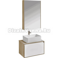 Мебель для ванной комнаты AQUATON Либерти 70 со столешницей дуб эльвезия, раковина Mila 35