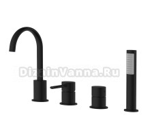 Смеситель на борт ванны Azario DELICATE каскадный, на 4 отверстия, черный (AZ-QA28173PA-0307APA)