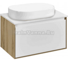 Тумба с раковиной AQUATON Либерти 70 со столешницей белый глянец, раковина Лола 60