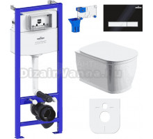 Комплект Lavinia Boho Унитаз подвесной Bell Pro Rimless 3301101R + Крышка-сиденье Bell Pro 33290100 с микролифтом + Инсталляция RelFix 38010010 + Кнопка RelFix 38050601 матовая черная, белая + Дозатор RelFix 38040010