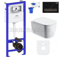 Комплект Lavinia Boho Унитаз подвесной Bell Pro Rimless 3301101R + Крышка-сиденье Bell Pro 33290100 с микролифтом + Инсталляция RelFix 38010010 + Кнопка RelFix 38050602 матовая черная, темное дерево + Дозатор RelFix 38040010