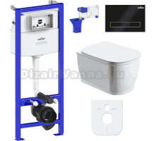 Комплект Lavinia Boho Унитаз подвесной Bell Pro Rimless 3301101R + Крышка-сиденье Bell Pro 33290100 с микролифтом + Инсталляция RelFix 38010010 + Кнопка RelFix 38050801 матовая черная, золотой глянец + Дозатор RelFix 38040010