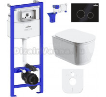 Комплект Lavinia Boho Унитаз подвесной Bell Pro Rimless 3301101R + Крышка-сиденье Bell Pro 33290100 с микролифтом + Инсталляция RelFix 38010010 + Кнопка RelFix 38050803 матовая черная, золотой глянец + Дозатор RelFix 38040010