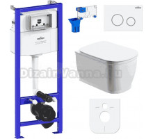 Комплект Lavinia Boho Унитаз подвесной Bell Pro Rimless 3301101R + Крышка-сиденье Bell Pro 33290100 с микролифтом + Инсталляция RelFix 38010010 + Кнопка RelFix 38050804 белая, золотой глянец + Дозатор RelFix 38040010