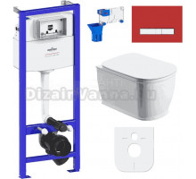 Комплект Lavinia Boho Унитаз подвесной Bell Pro Rimless 3301101R + Крышка-сиденье Bell Pro 33290100 с микролифтом + Инсталляция RelFix 38010010 + Кнопка RelFix 3805005R красная, хром + Дозатор RelFix 38040010